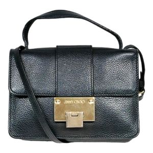 JIMMY CHOO 'Rebel' Black Grainy Calf Leather Cross Body Bag